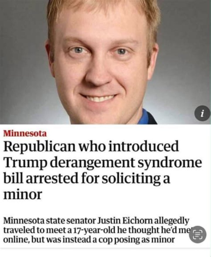 Republican Who Introduced Trump Derangement Syndrome Bill Arrested for Soliciting a Minor in Minnesota