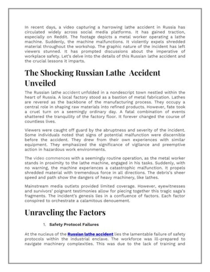 Russian Lathe Accident: The Stories, Stats, and Safety Lessons